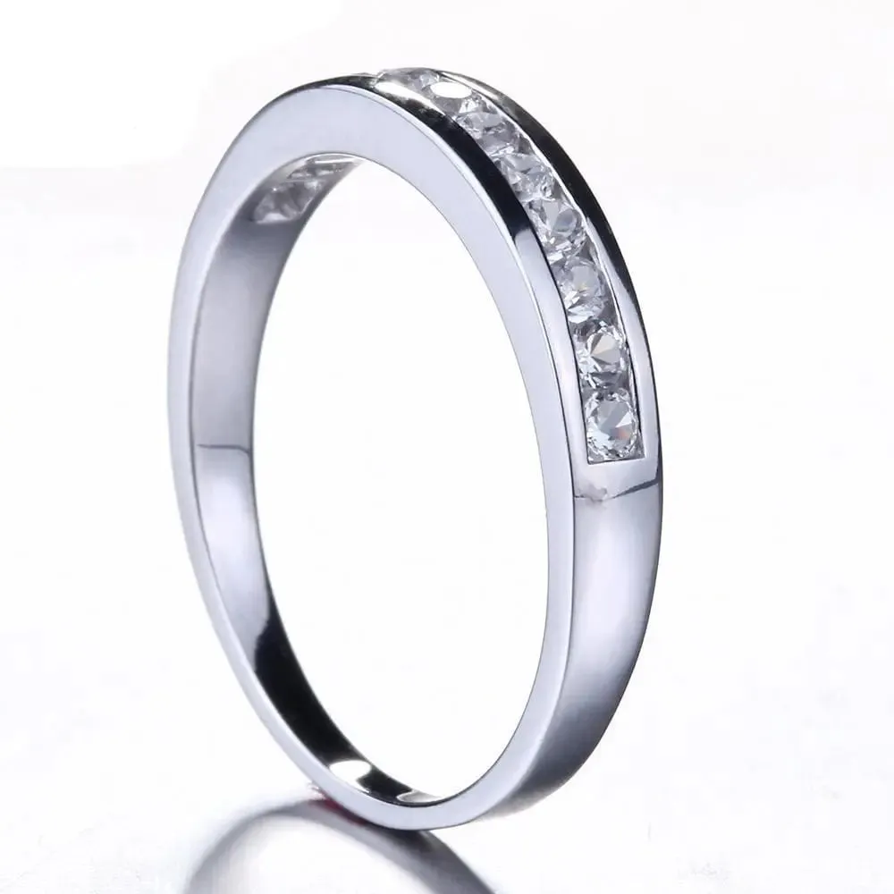 10k White Gold Moissanite Anniversary Wedding Band 0.4ct