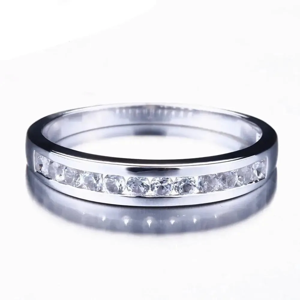 10k White Gold Moissanite Anniversary Wedding Band 0.4ct