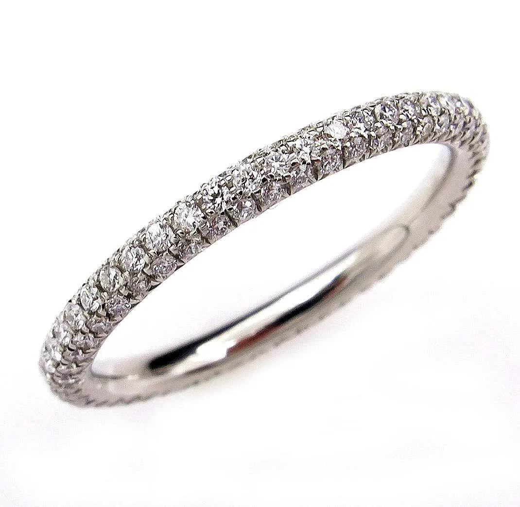 1.30ct Platinum 3 Row Pave Diamond Full Eternity WEDDING ANNIVERSARY Band Ring