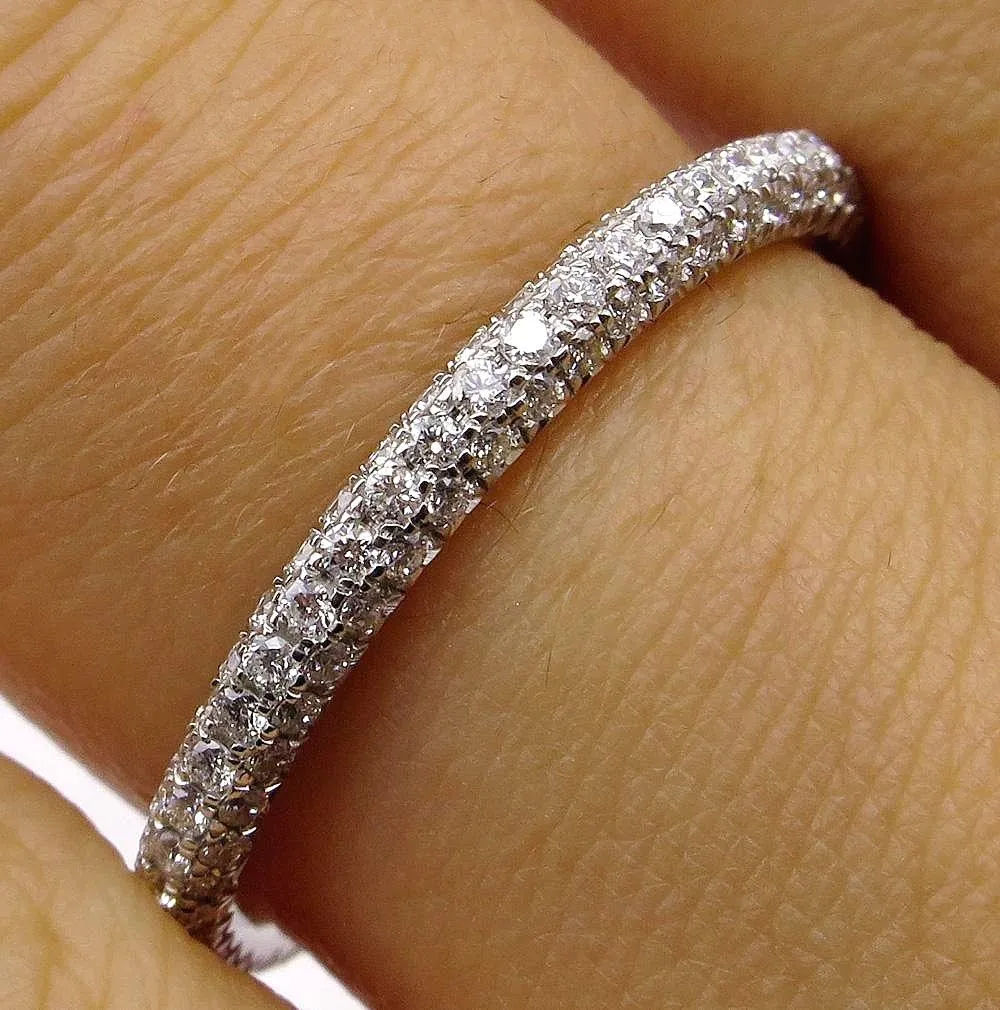 1.30ct Platinum 3 Row Pave Diamond Full Eternity WEDDING ANNIVERSARY Band Ring