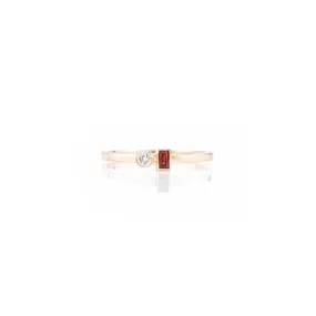 14K Gold Garnet Diamond Dainty Toi Et Moi Ring