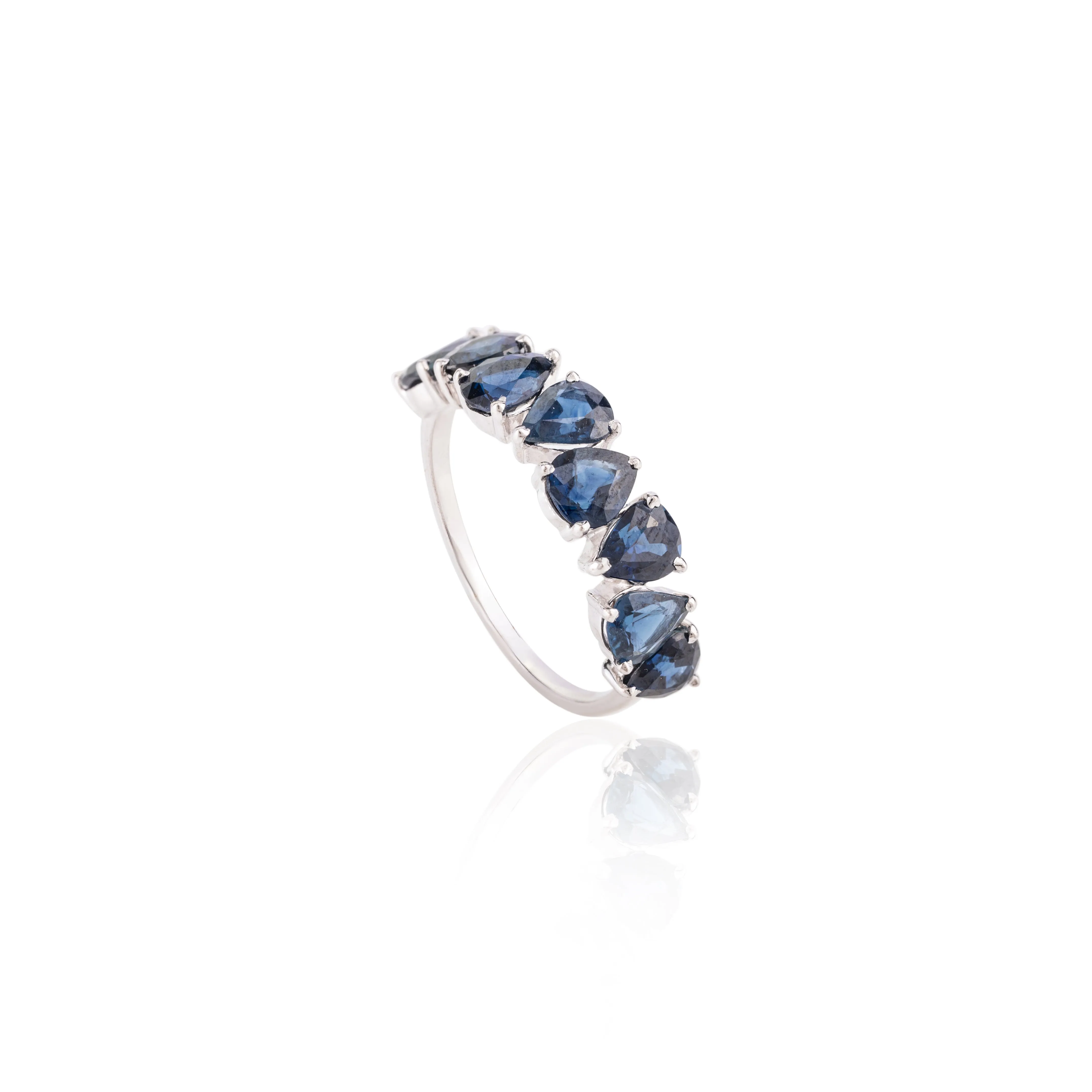 14K Gold Pear Cut Blue Sapphire Ring