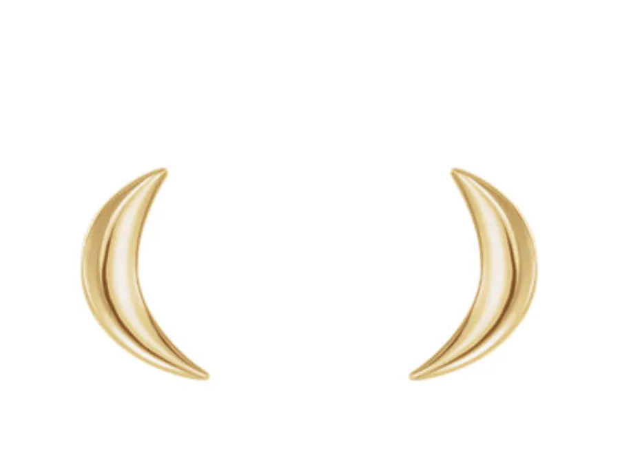 14k Mini Crescent Moon Studs