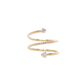 14k Mixed Prong Diamond Double Wrap Ring with Pavé Diamonds