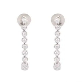 14K Solid White Gold Dangle Diamond Earrings