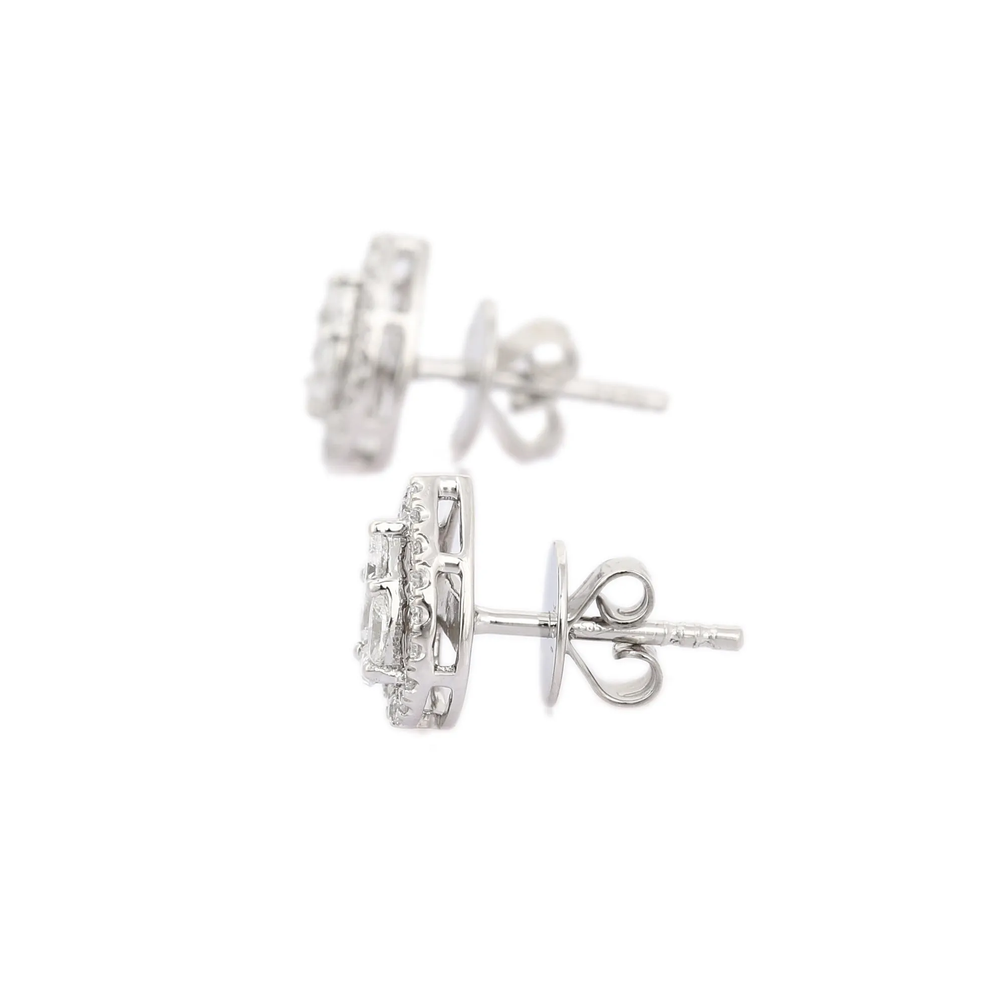 14K Solid White Gold Solitaire Diamond Studs