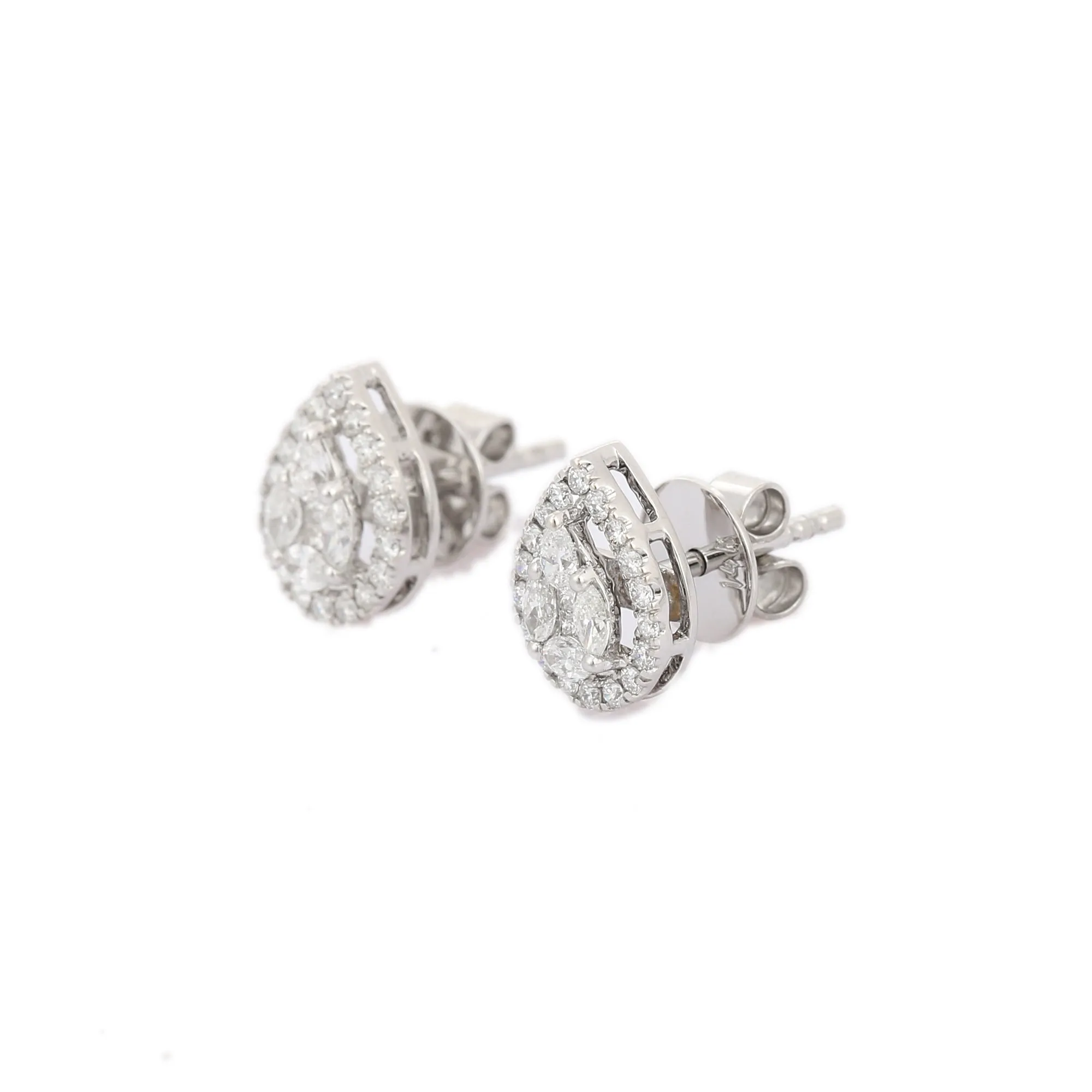 14K Solid White Gold Solitaire Diamond Studs