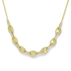 14K Two Tone Gold Interlocking Diamond Link Necklace