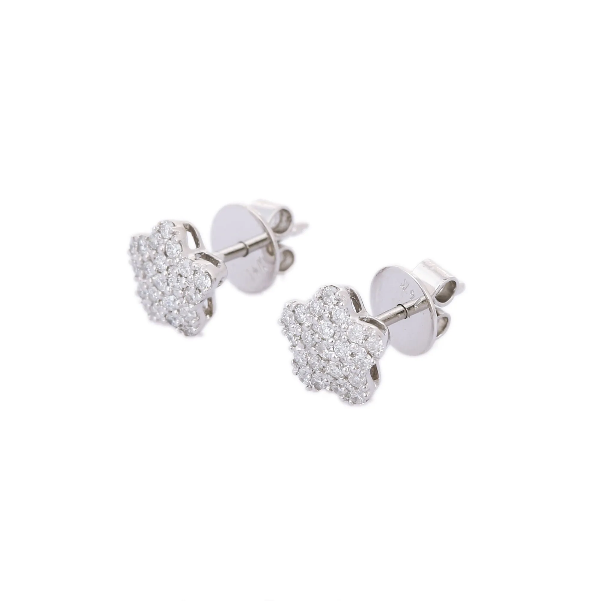 14K White Gold Diamond Studs Earrings