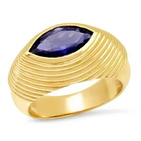 14K YG Reeded Gold Lolite Ring