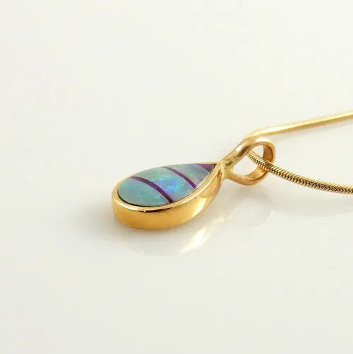 14kt Yellow Gold Opal and Sugilite Inlay Pendant