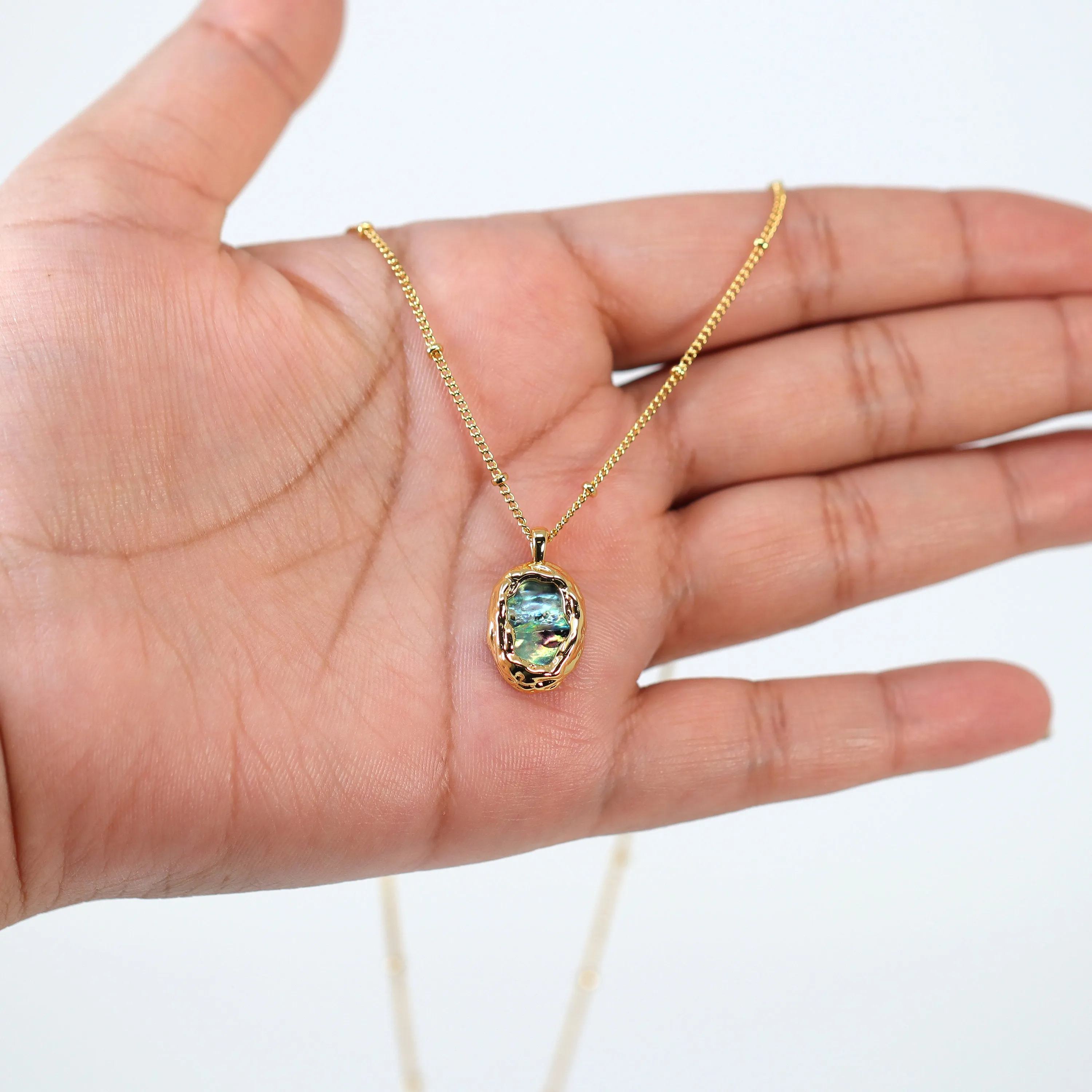 18k Gold Plated Dainty Abalone Shell Necklace  Gold Chain Necklace  Minimalist  Gold Serenity Necklace