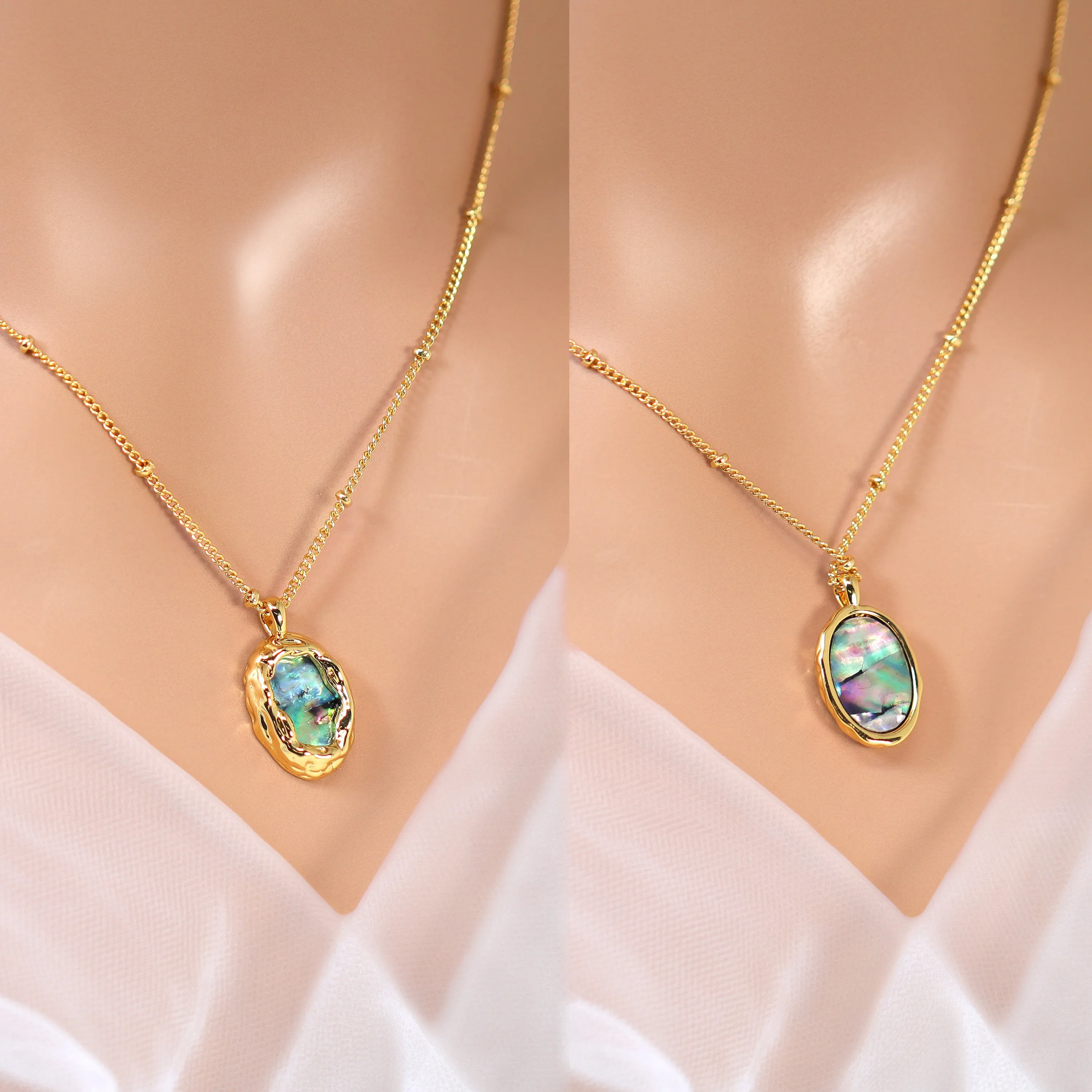 18k Gold Plated Dainty Abalone Shell Necklace  Gold Chain Necklace  Minimalist  Gold Serenity Necklace