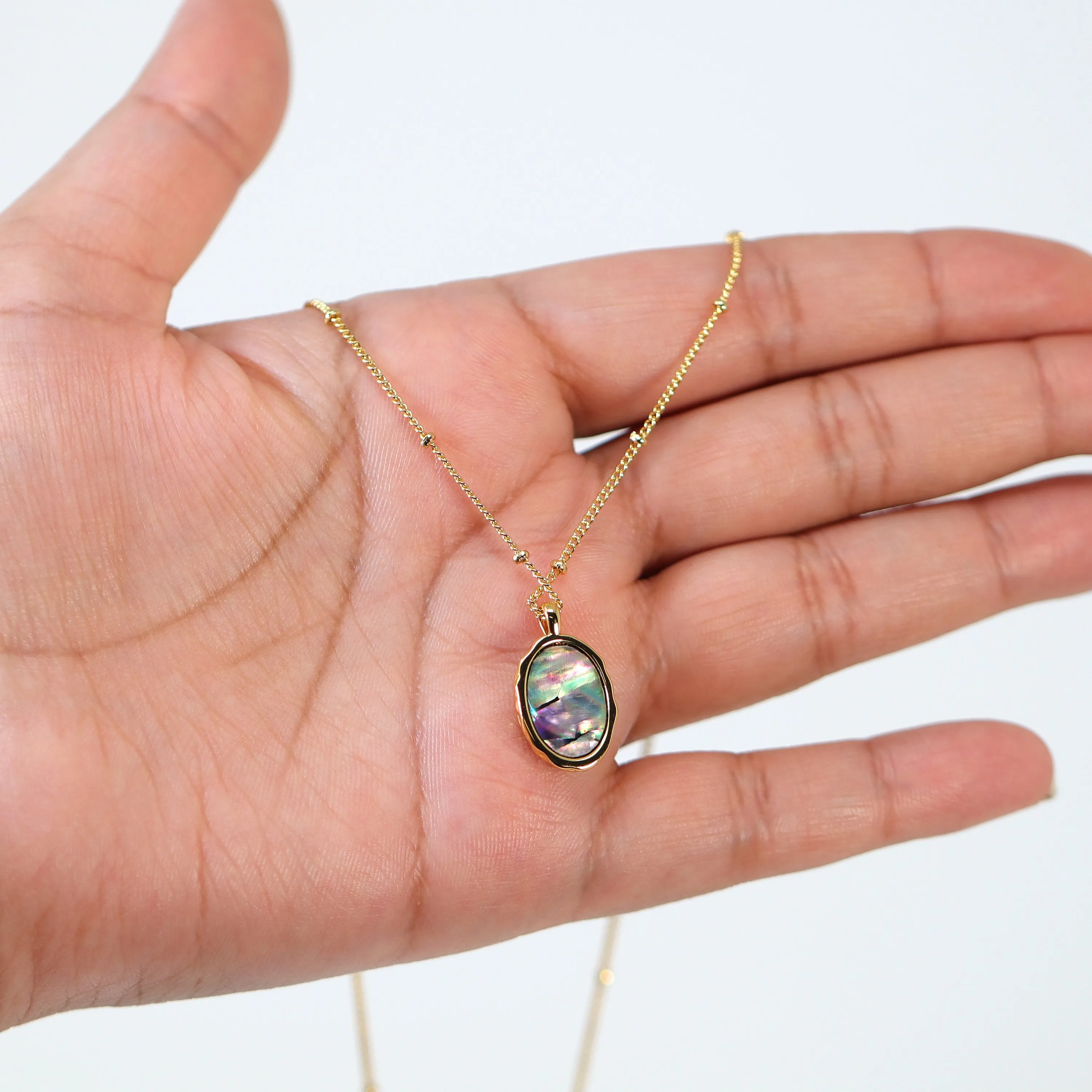 18k Gold Plated Dainty Abalone Shell Necklace  Gold Chain Necklace  Minimalist  Gold Serenity Necklace