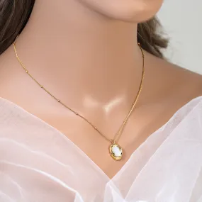 18k Gold Plated Dainty White Shell Necklace  Gold Chain Necklace  Minimalist  Gold Prosperity Necklace