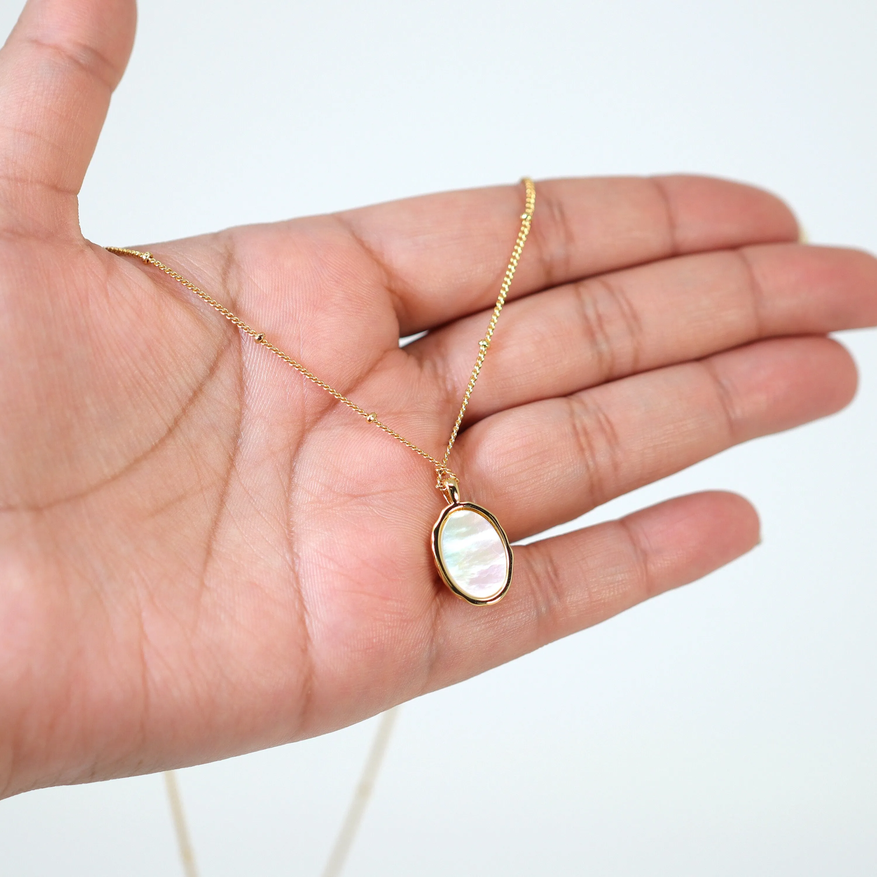 18k Gold Plated Dainty White Shell Necklace  Gold Chain Necklace  Minimalist  Gold Prosperity Necklace