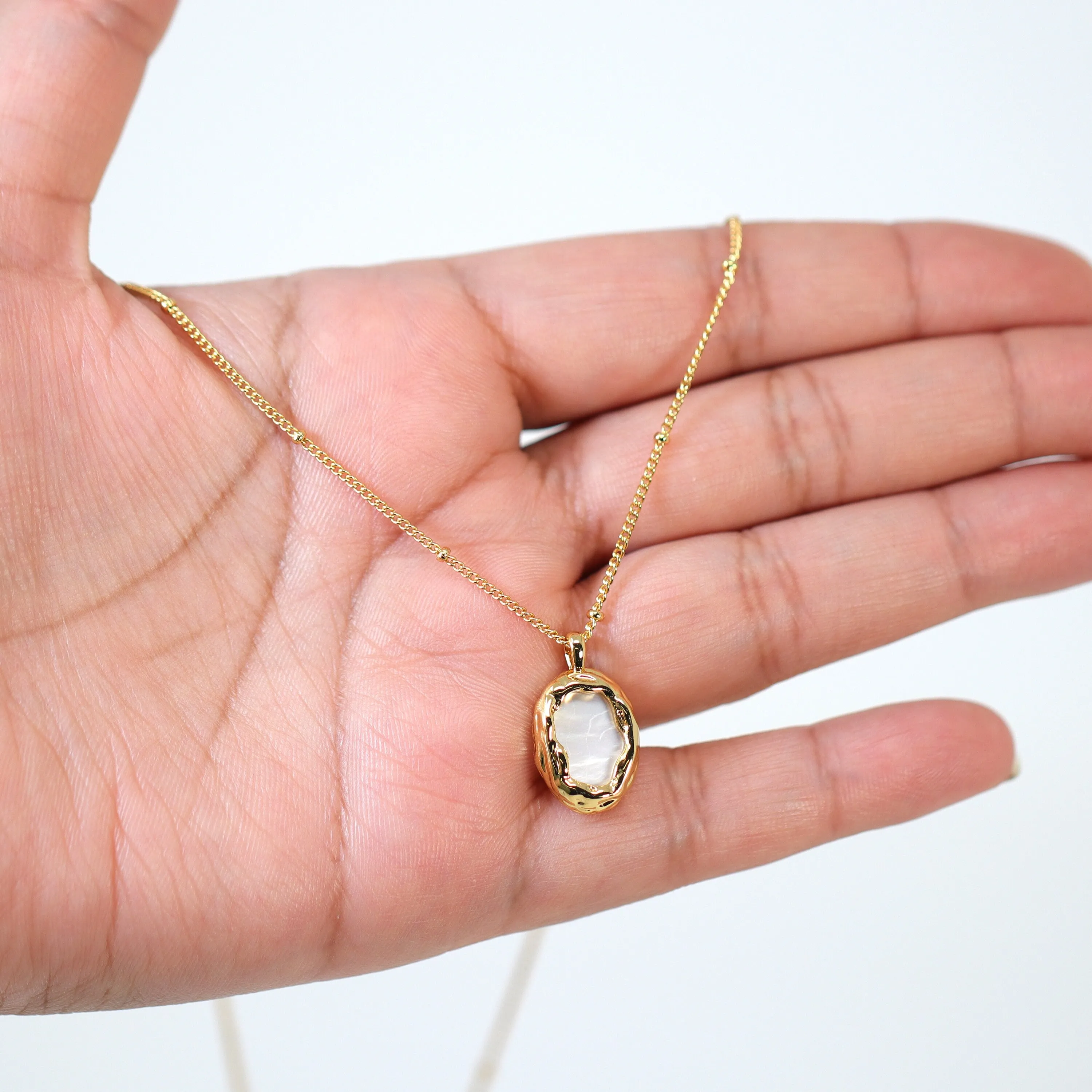 18k Gold Plated Dainty White Shell Necklace  Gold Chain Necklace  Minimalist  Gold Prosperity Necklace