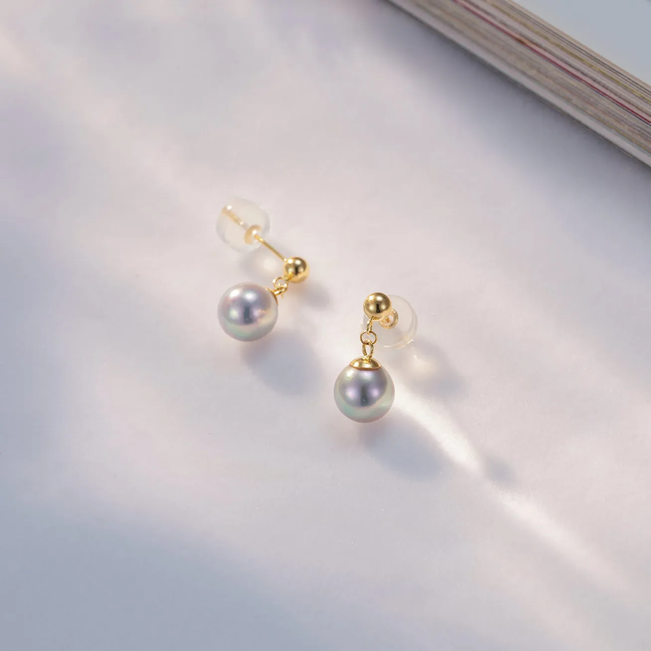 18K Silver Blue Akoya Pearl Earrings KE00134