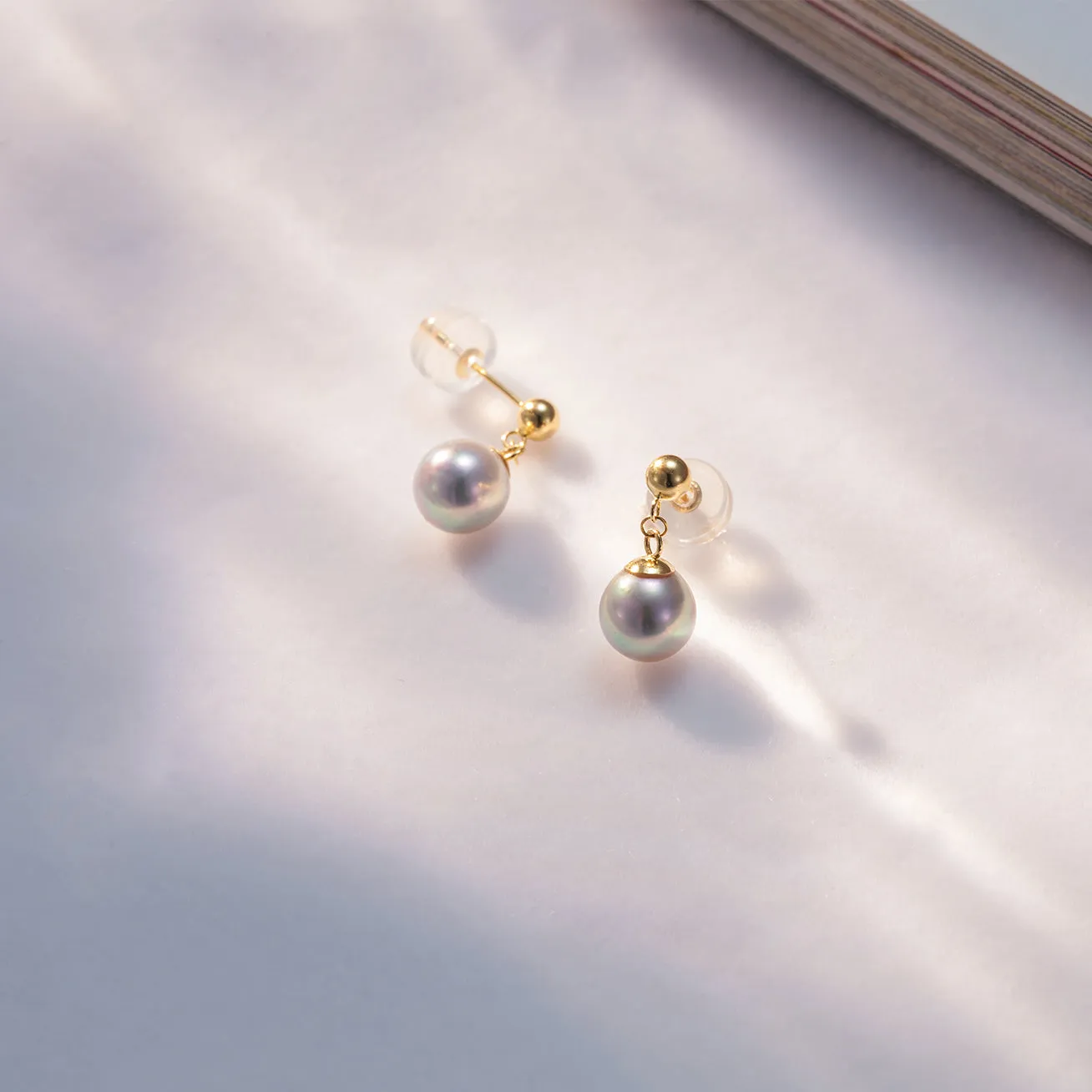 18K Silver Blue Akoya Pearl Earrings KE00134