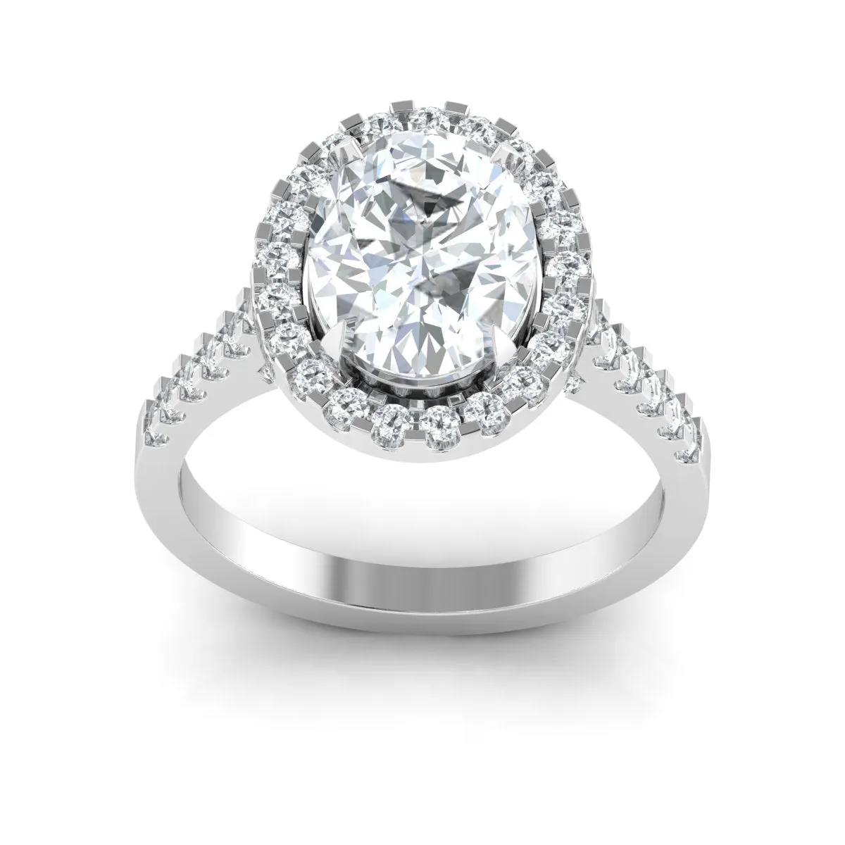 2.5ctw Oval Engagement Ring, Moissanite Hidden Halo Engagement Ring