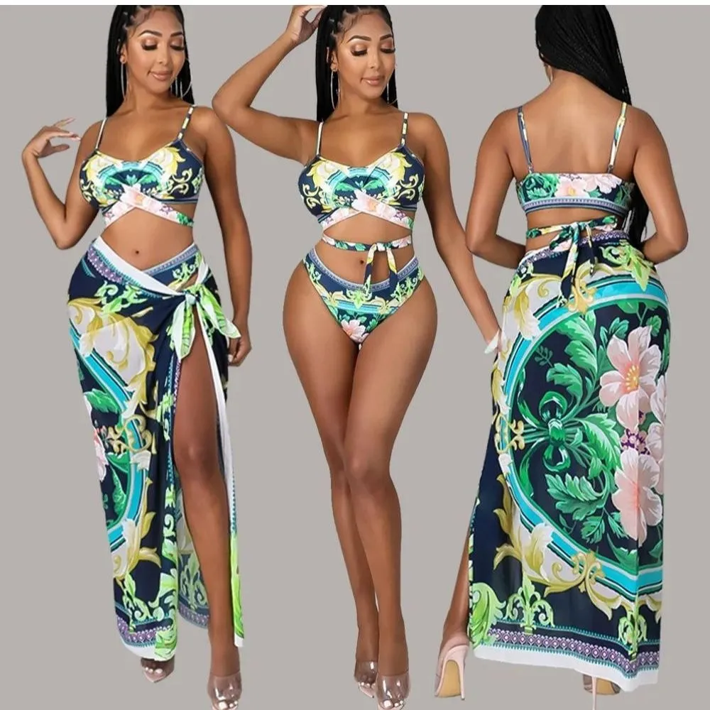 3pcs floral bikini