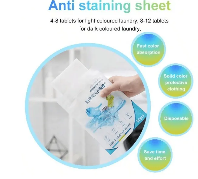 50Pcs Set Non-Woven White Anti-Color Run Laundry Paper For Washing Machine, Prevent Clothes