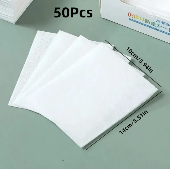 50Pcs Set Non-Woven White Anti-Color Run Laundry Paper For Washing Machine, Prevent Clothes