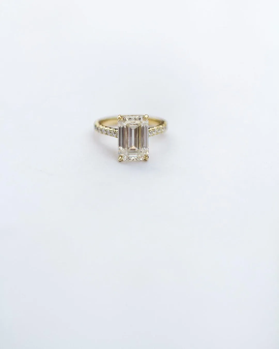 5.0tw Emerald cut moissanite engagement ring