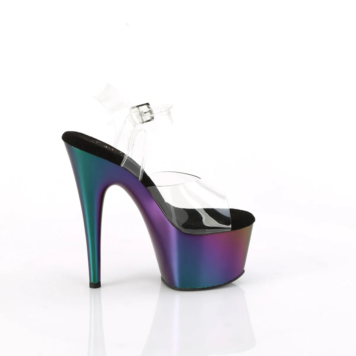 7 Inch Heel ADORE-708MCH Clear Purple Green Chrome