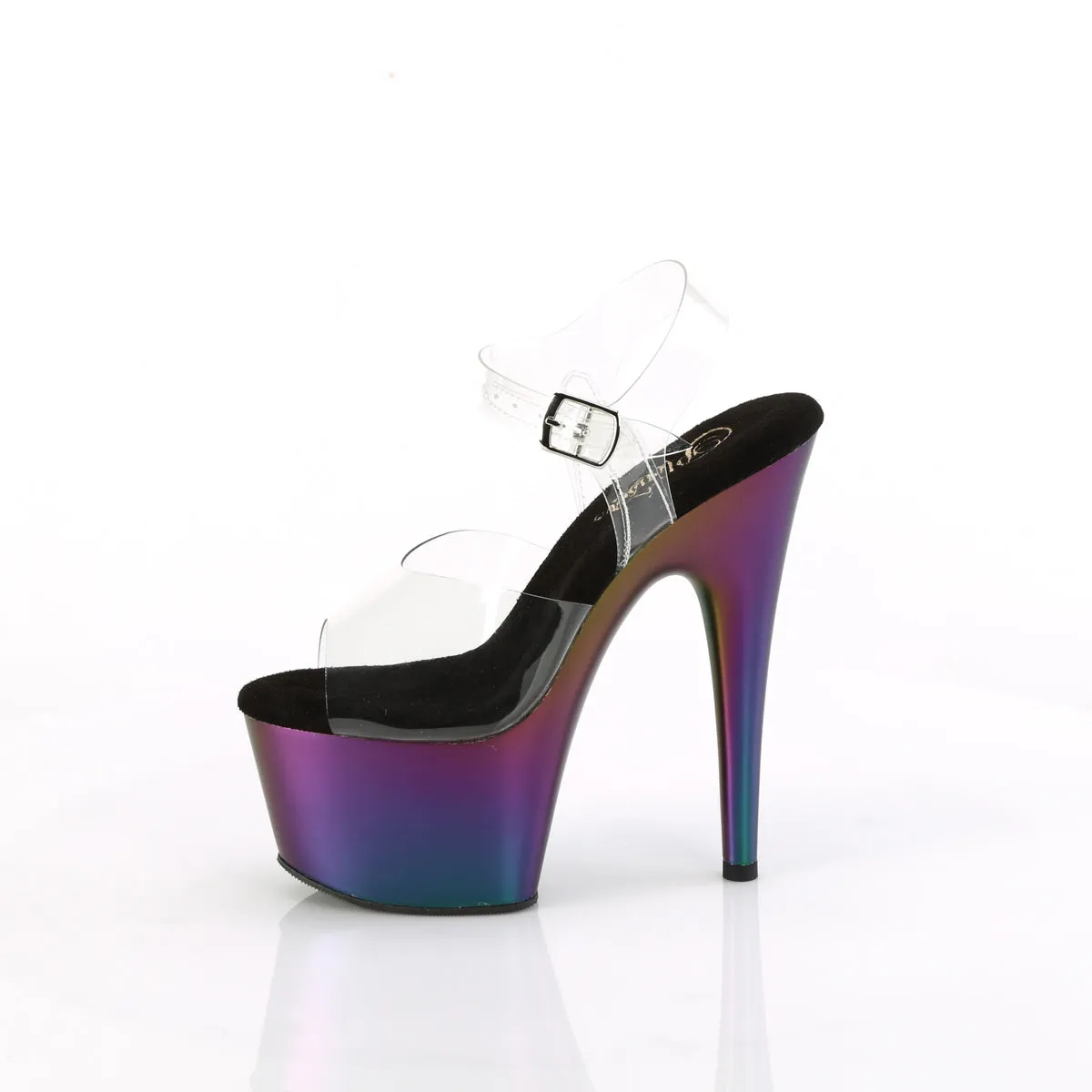 7 Inch Heel ADORE-708MCH Clear Purple Green Chrome