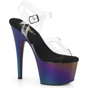 7 Inch Heel ADORE-708MCH Clear Purple Green Chrome