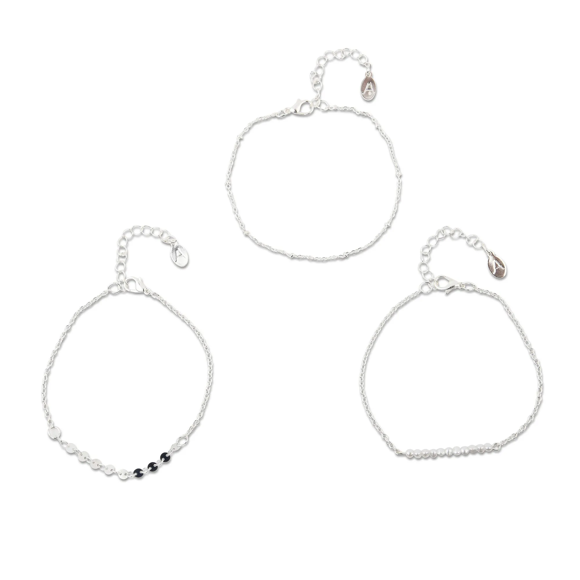 Accessorize London Women's Pearl Anklet Set Of 3