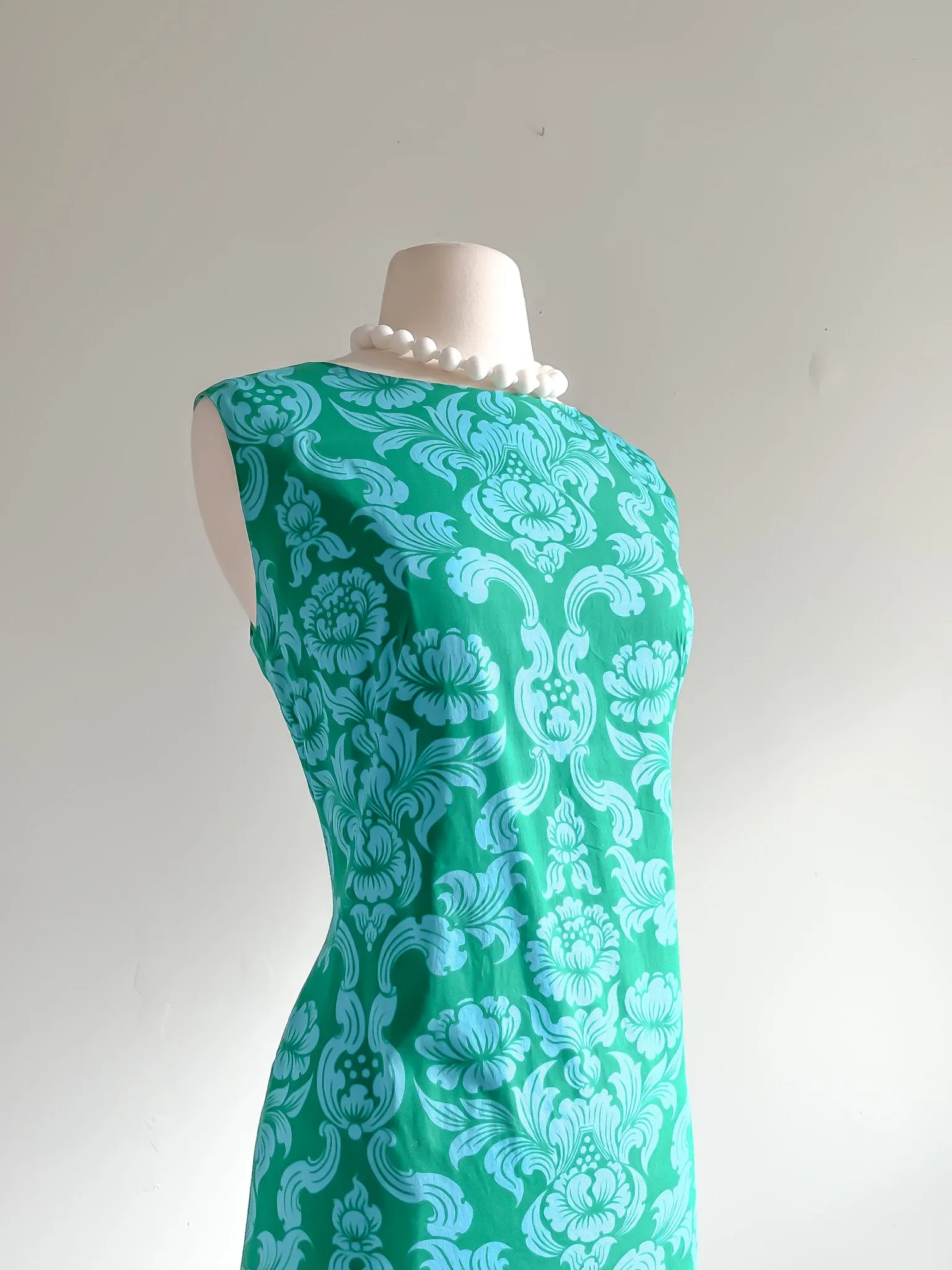 Amazing 1960's Green and Turquoise Paisley Cotton Sundress / Sz M