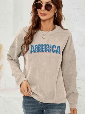 AMERICA Graphic Dropped Shoulder Sweatshirt