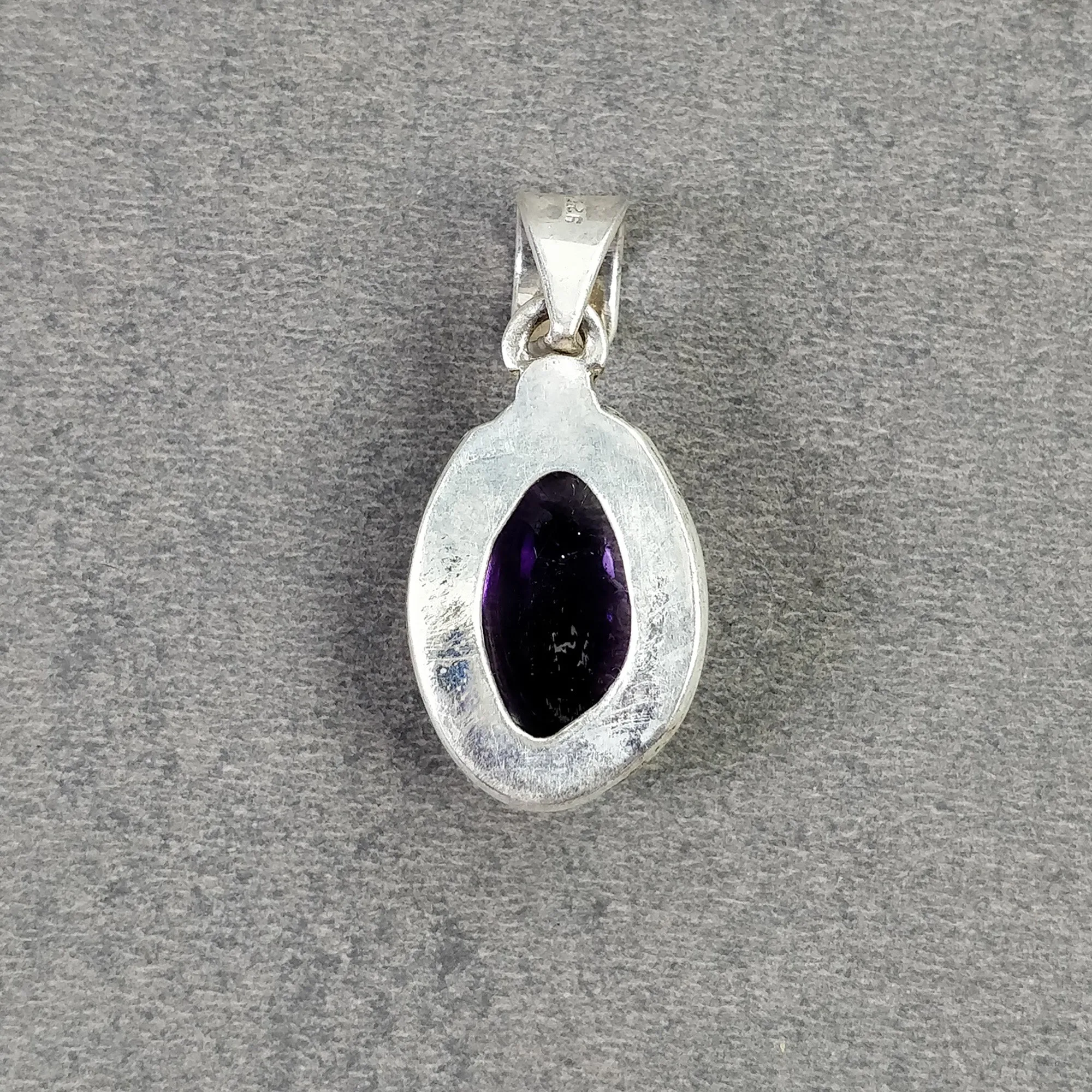 AMETHYST Gemstone 925 Sterling Silver Pendant : 5.280gms Natural Untreated Purple Amethyst Cabochon Bezel Set Pendant 1.5"