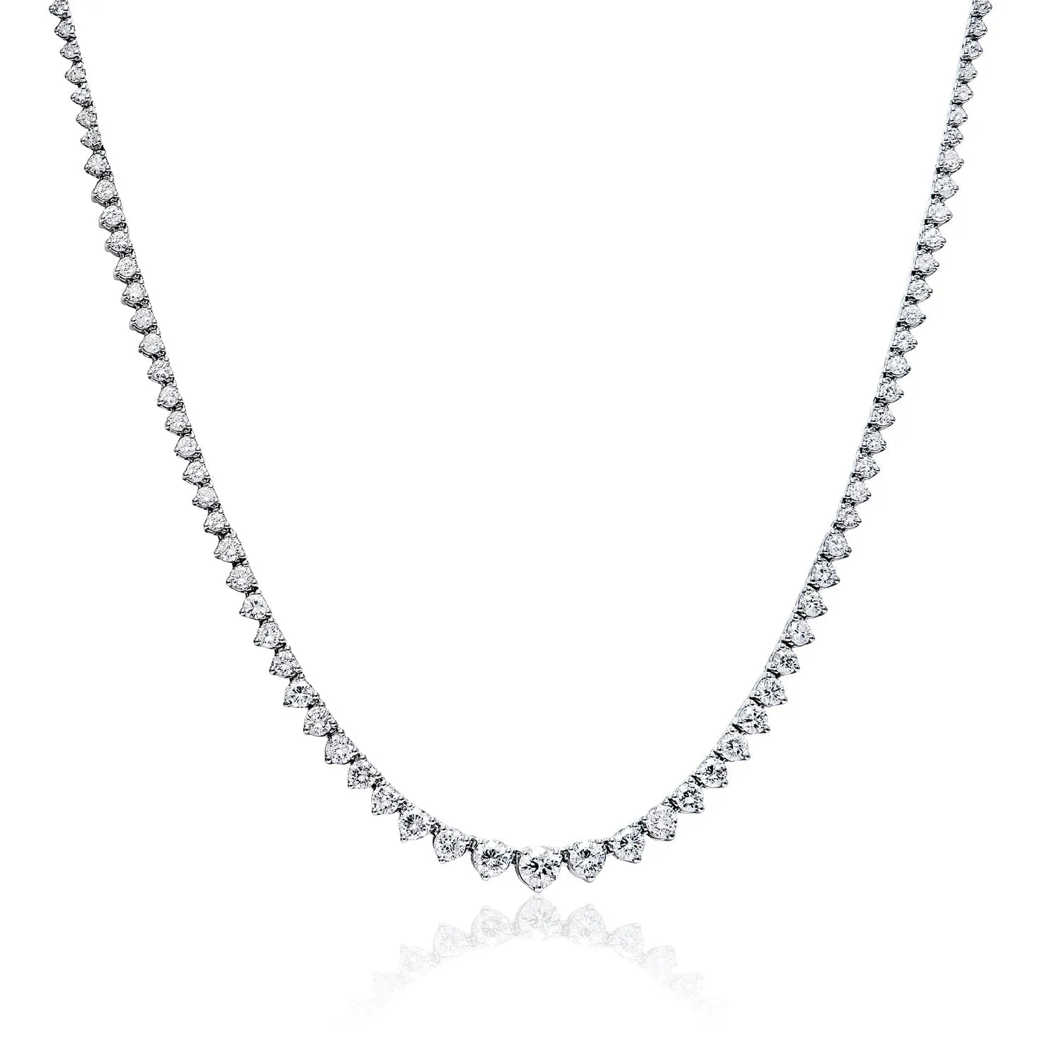 Ari 8 Carat Round Brilliant Diamond Riviera Graduated Necklace in 14 Karat White Gold For Ladies By Mike Nekta