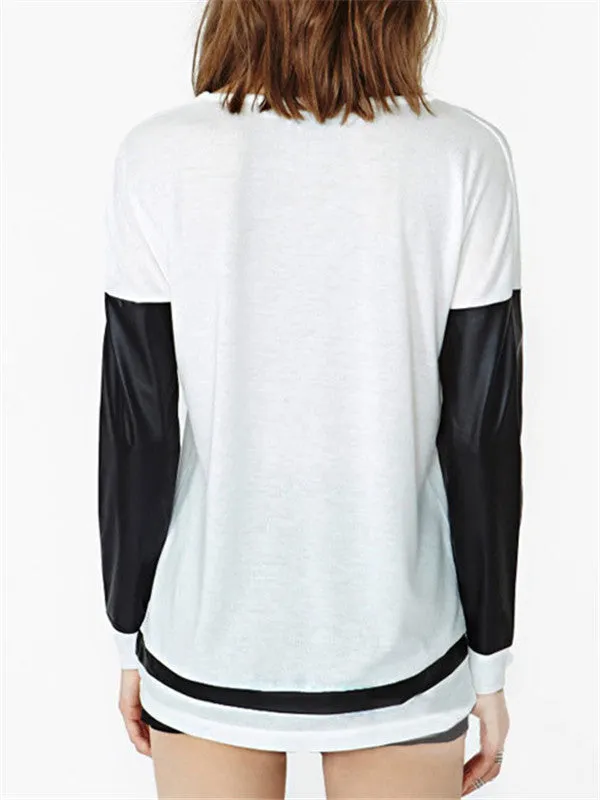 Asymmetric Black&White stitching Blouse