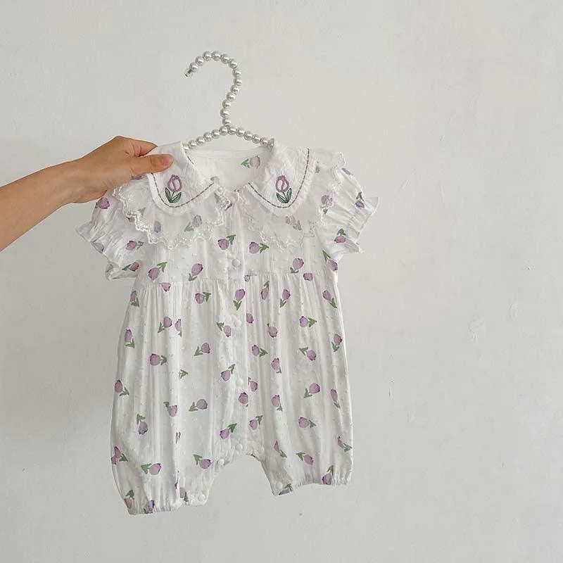 Baby Girls Flower Print Rompers