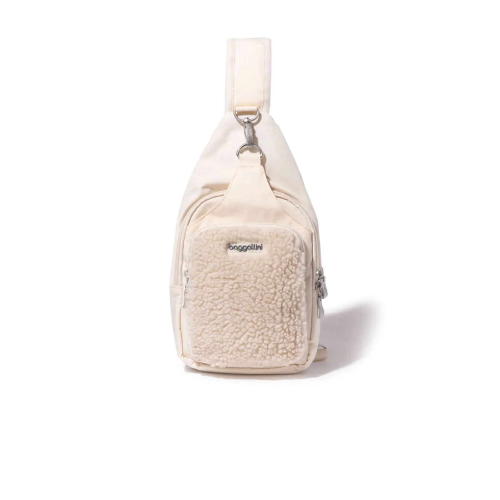 Baggallini Central Park Sling - Light Beige Faux Shearling