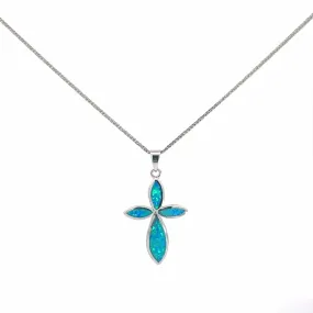 Baikalla Sterling Silver Lab-Made Opal Pendant Necklace