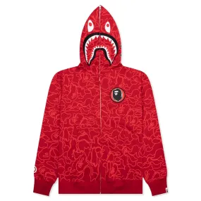 Bape 30th Anniversary Line Camo Shark Full Zip Hoodie - Red