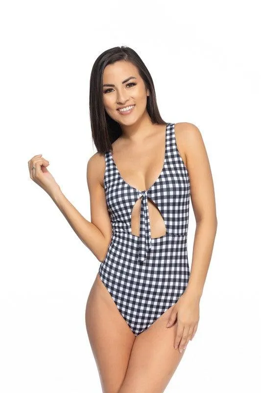 Beach Joy Bikini Black Gingham One Piece