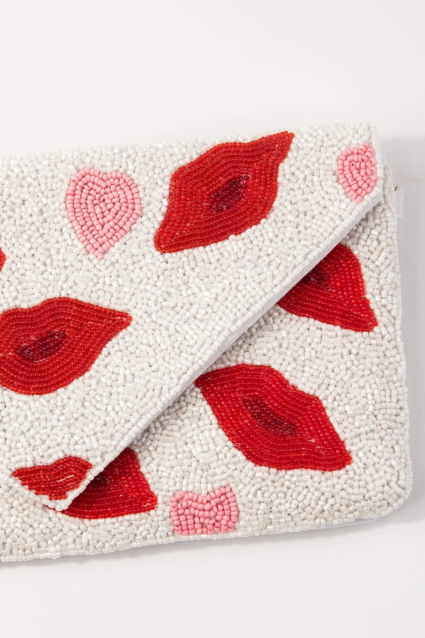 Beaded Lips Envelope Clutch