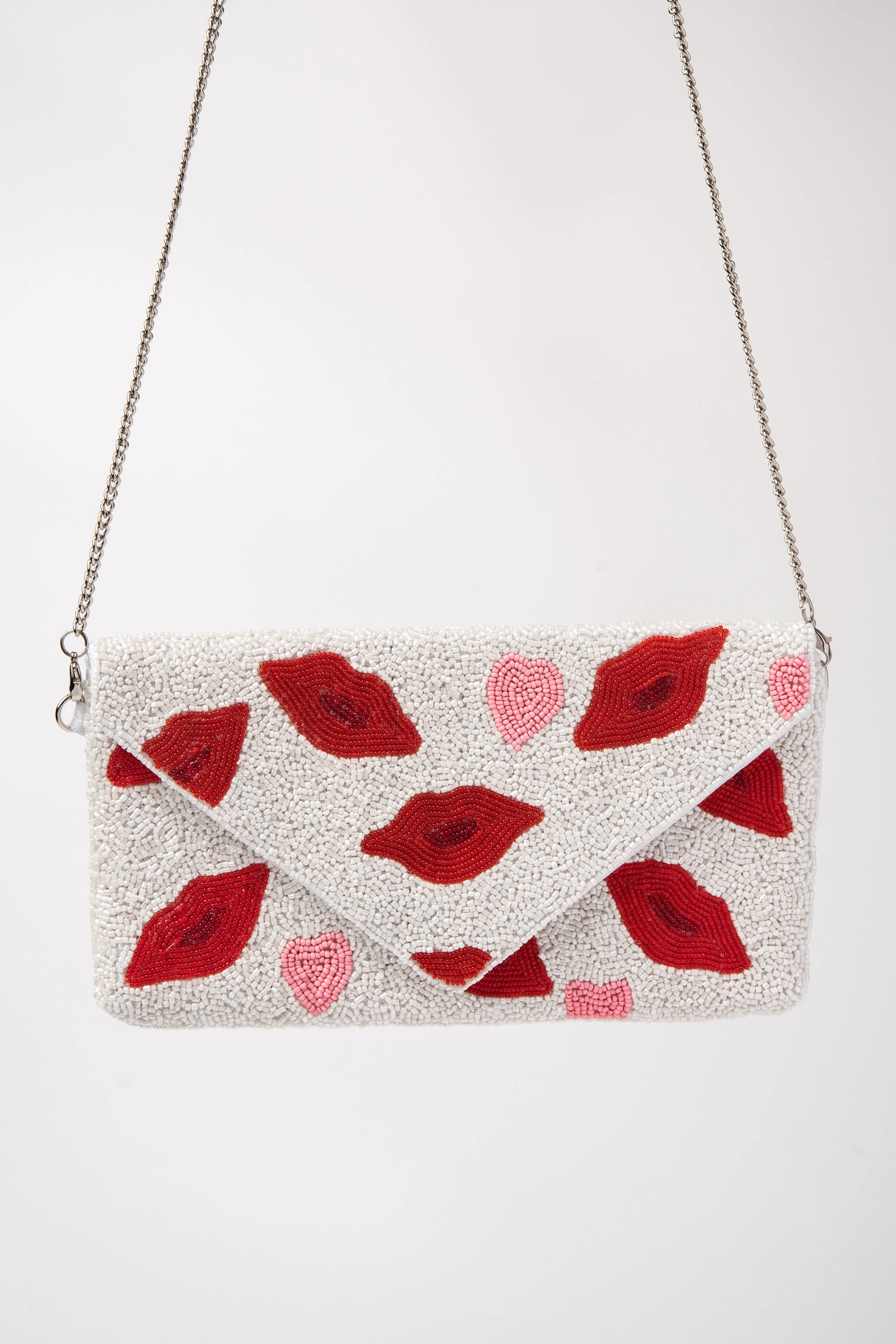 Beaded Lips Envelope Clutch