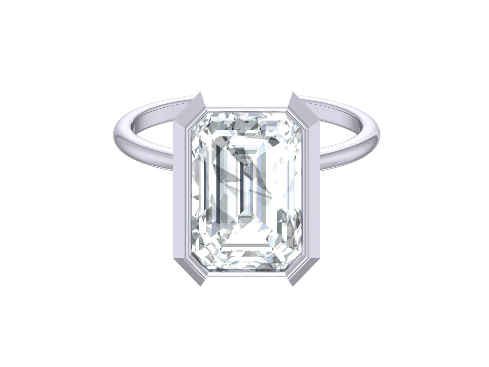 Bezel Setting Ring, 5.3CT Emerald Cut Moissanite Ring