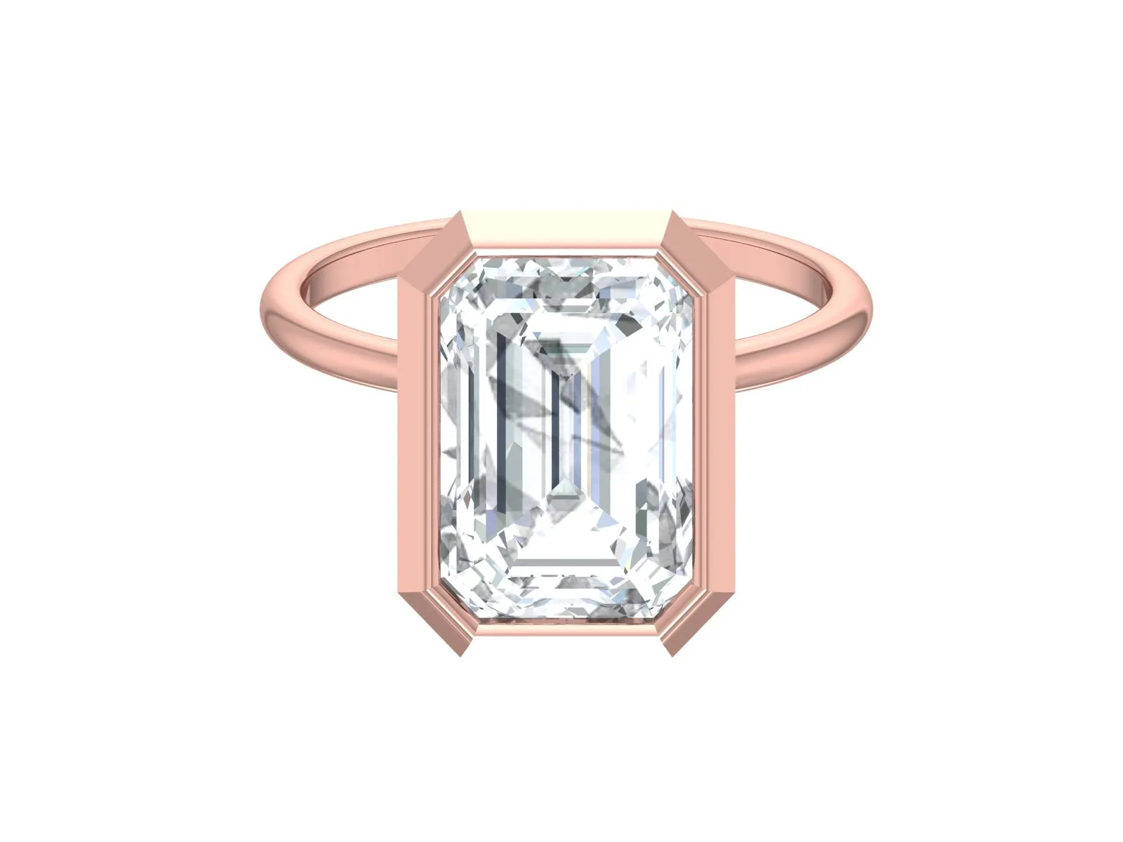 Bezel Setting Ring, 5.3CT Emerald Cut Moissanite Ring