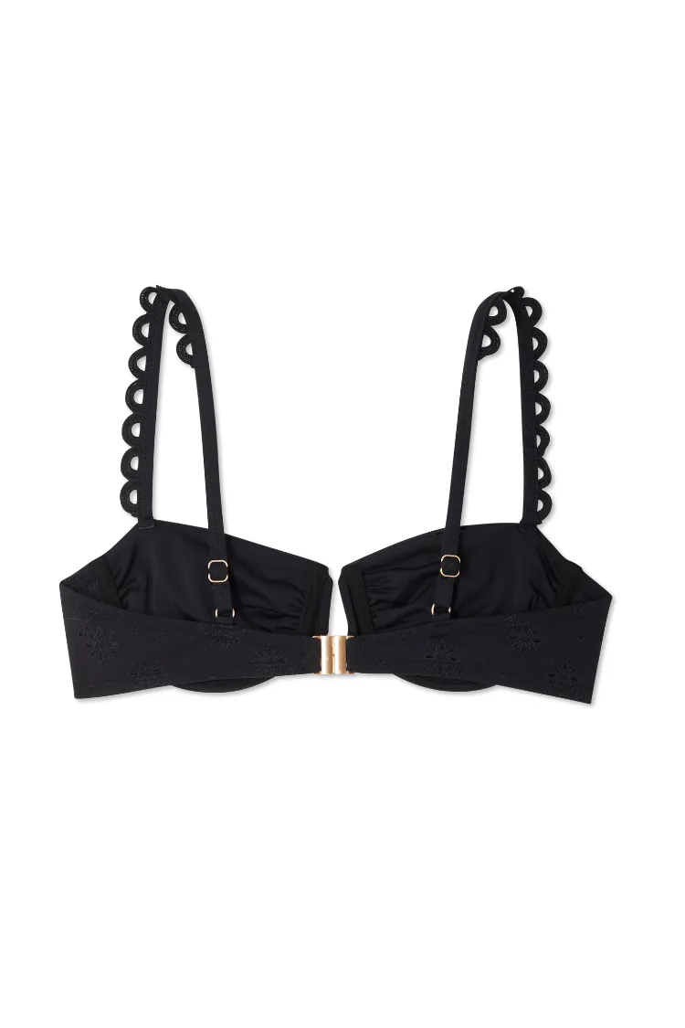 Broderie Black Bikini Top