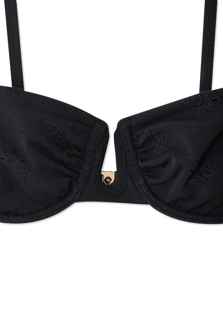 Broderie Black Bikini Top