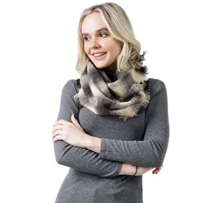 Buffalo Check Frayed Edges Infinity Scarf