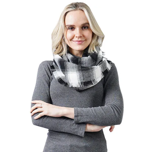 Buffalo Check Frayed Edges Infinity Scarf